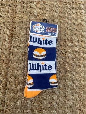 NWT White Castle Socks Men’s Crew Socks - Navy, White & Orange